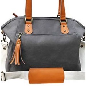 Canvas and Leather Diaper Bag Tote